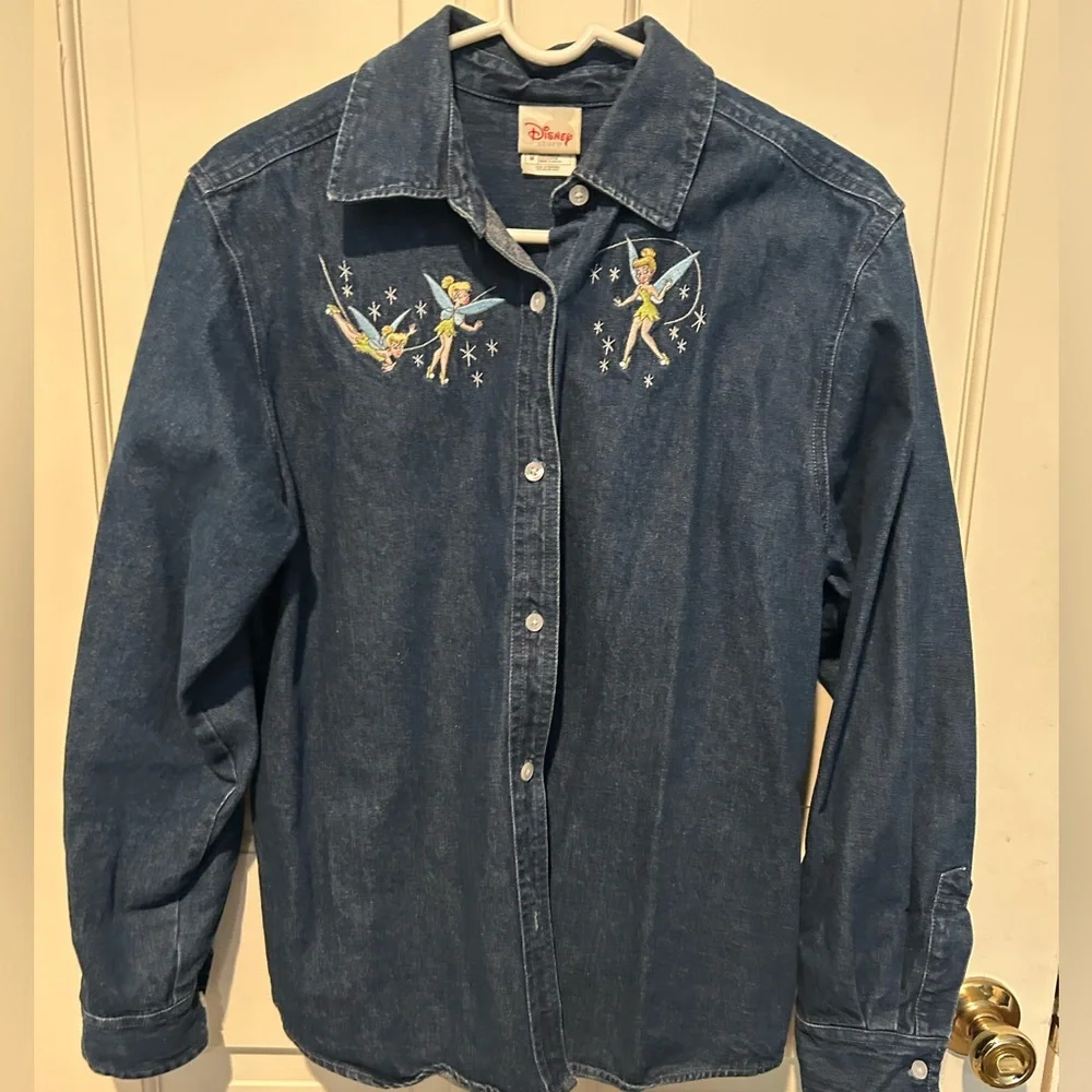 Vintage Disney Tinkerbell Denim Buttonup Shirt - MEDIUM - Picture 2 of 6
